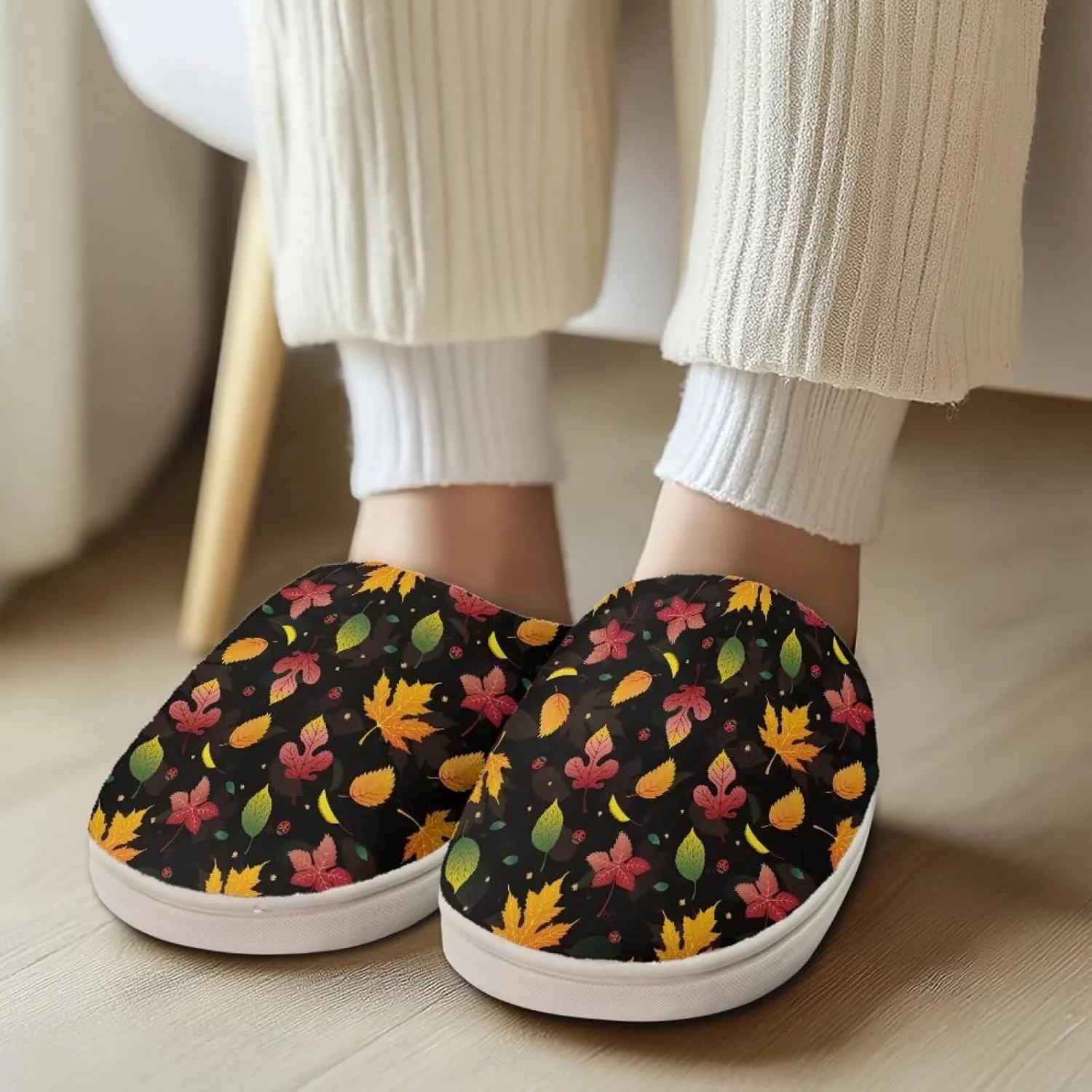 HUGS IDEA Slipper for Women Men Soft Scuff Slippers Anti-Slip Bedroom House Shoes Warm Cozy Plush