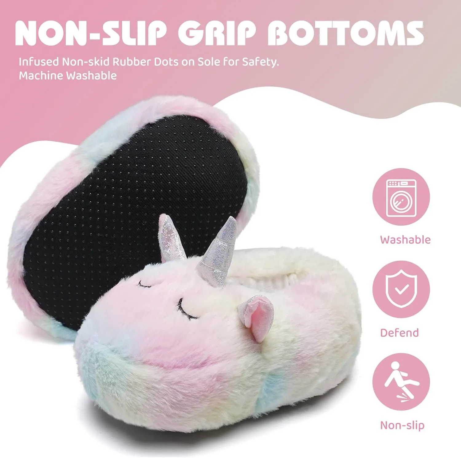 IceUnicorn Toddler Slippers Kids Cute Funny Animal House Shoes Girls Boys Christmas Fluffy Bedroom Indoor Slipper, Cat, Bunny, Unicorn, Dinosaur, Fox, Cow