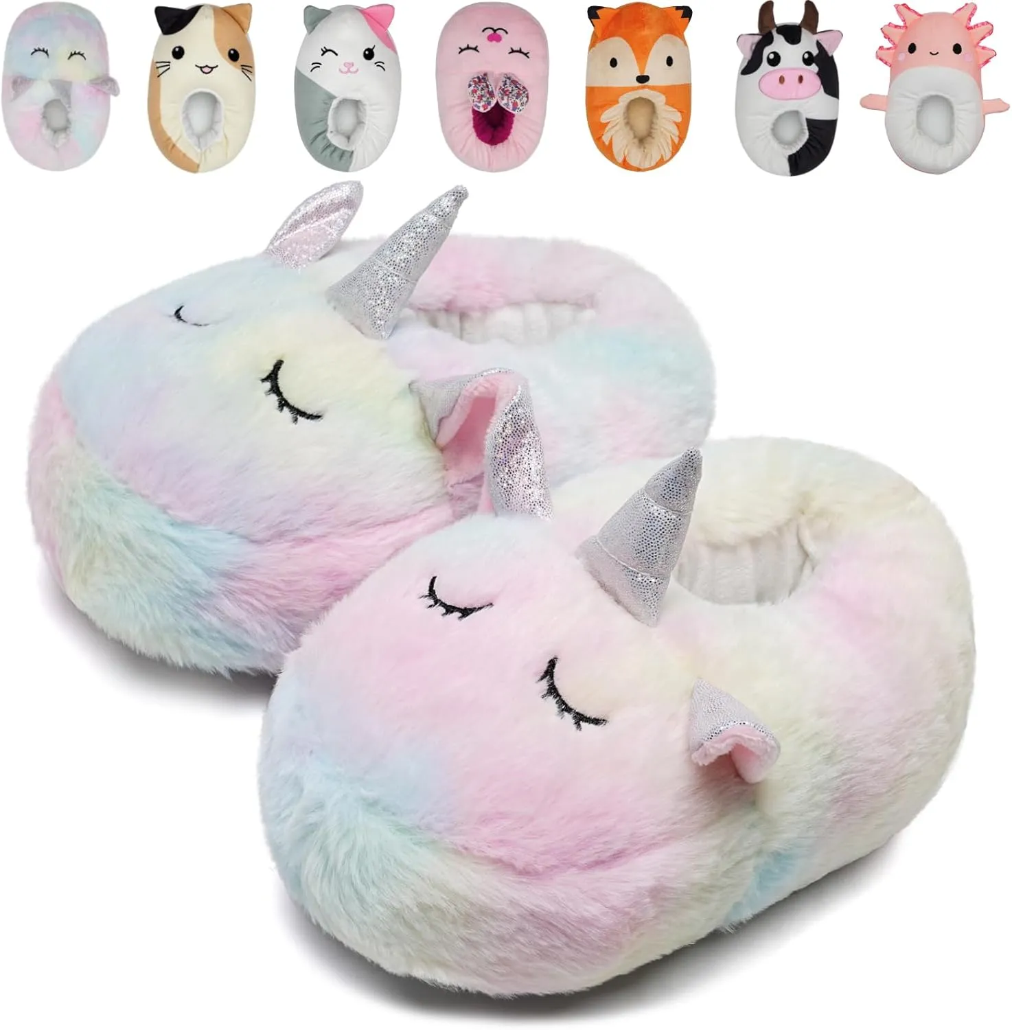 IceUnicorn Toddler Slippers Kids Cute Funny Animal House Shoes Girls Boys Christmas Fluffy Bedroom Indoor Slipper, Cat, Bunny, Unicorn, Dinosaur, Fox, Cow