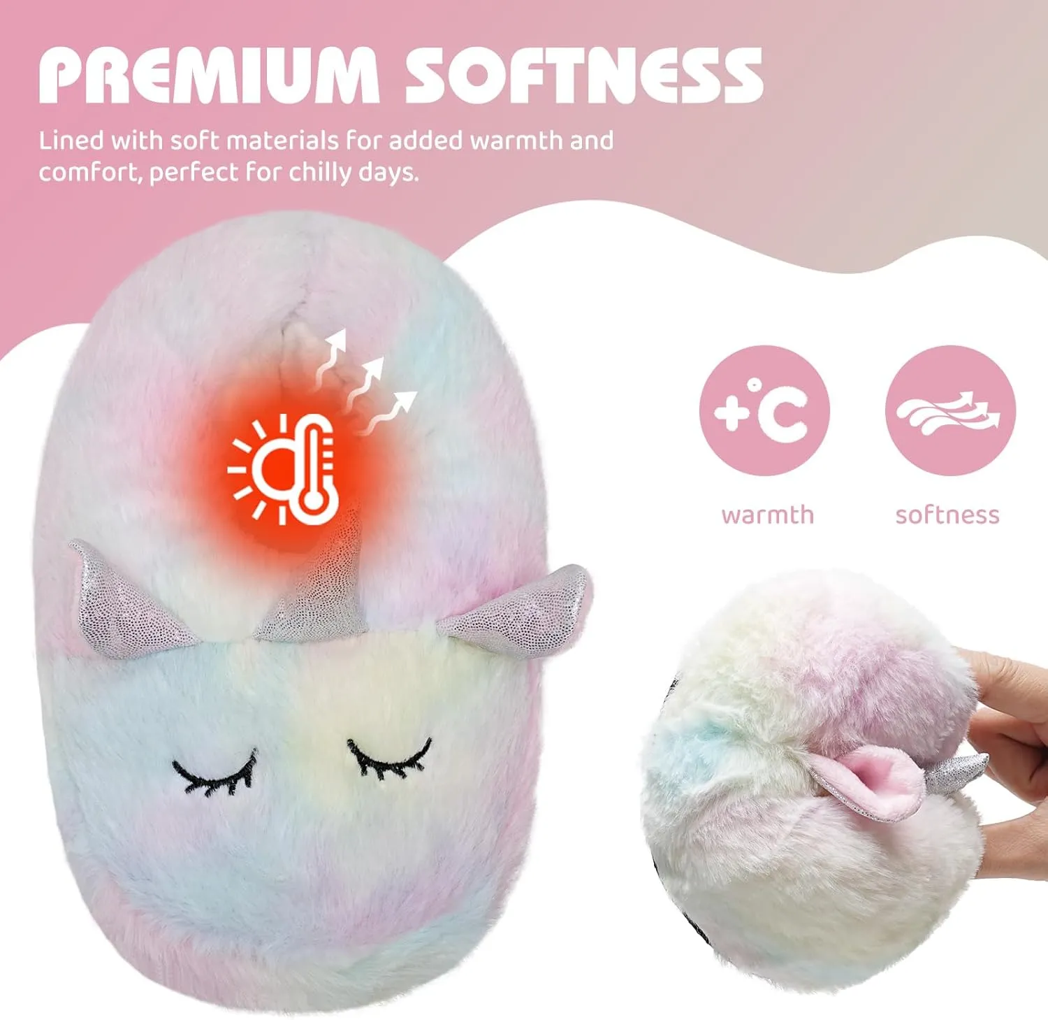 IceUnicorn Toddler Slippers Kids Cute Funny Animal House Shoes Girls Boys Christmas Fluffy Bedroom Indoor Slipper, Cat, Bunny, Unicorn, Dinosaur, Fox, Cow