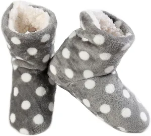 ICONOFLASH Women's Printed Bootie Slipper with Faux Shearling Lining