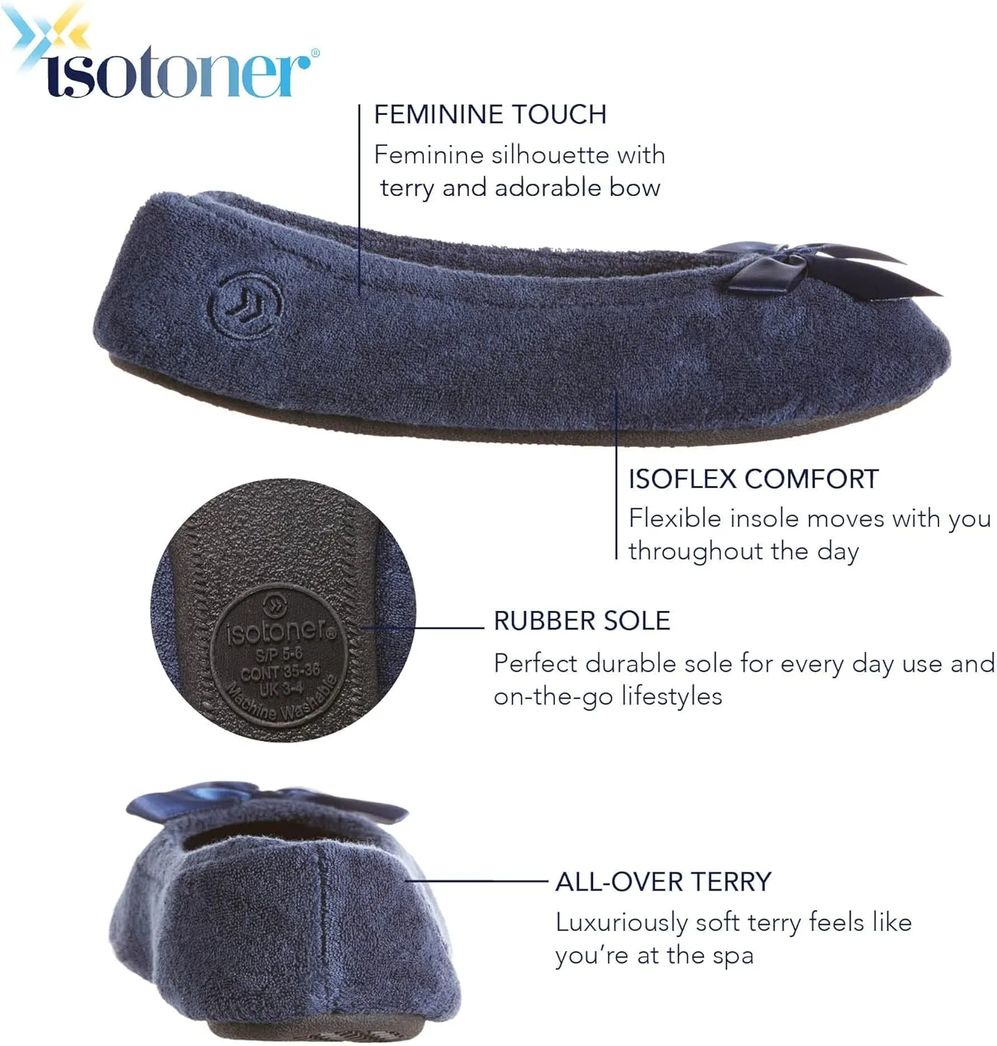 isotoner Women's Terry Ballerina Slipper Clog