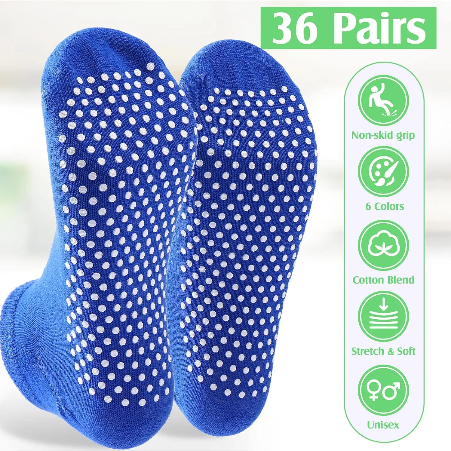 Janmercy 36 Pairs Non Slip Socks Women's Sports Yoga Pilates Socks Slipper Socks with Grippers