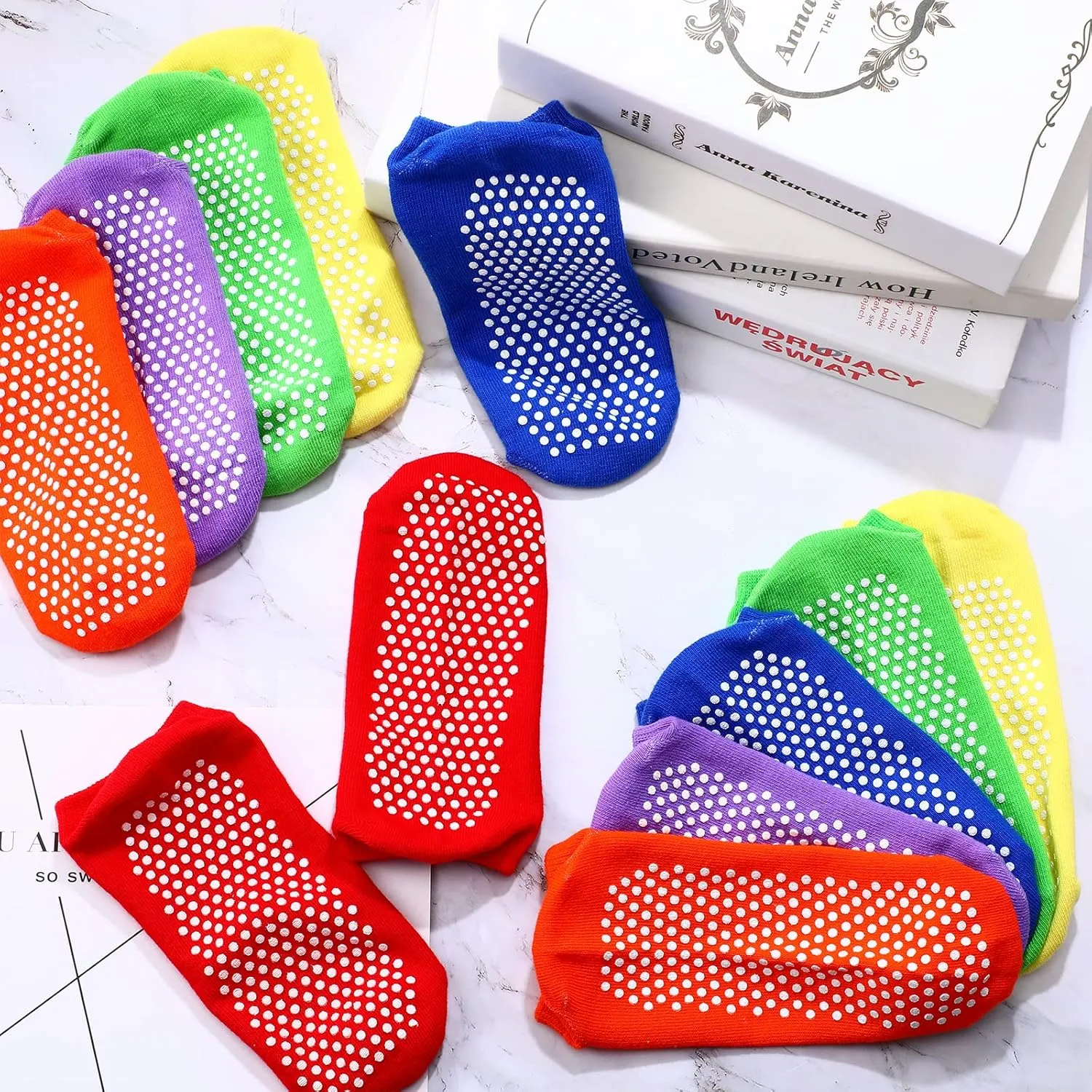 Janmercy 36 Pairs Non Slip Socks Women's Sports Yoga Pilates Socks Slipper Socks with Grippers