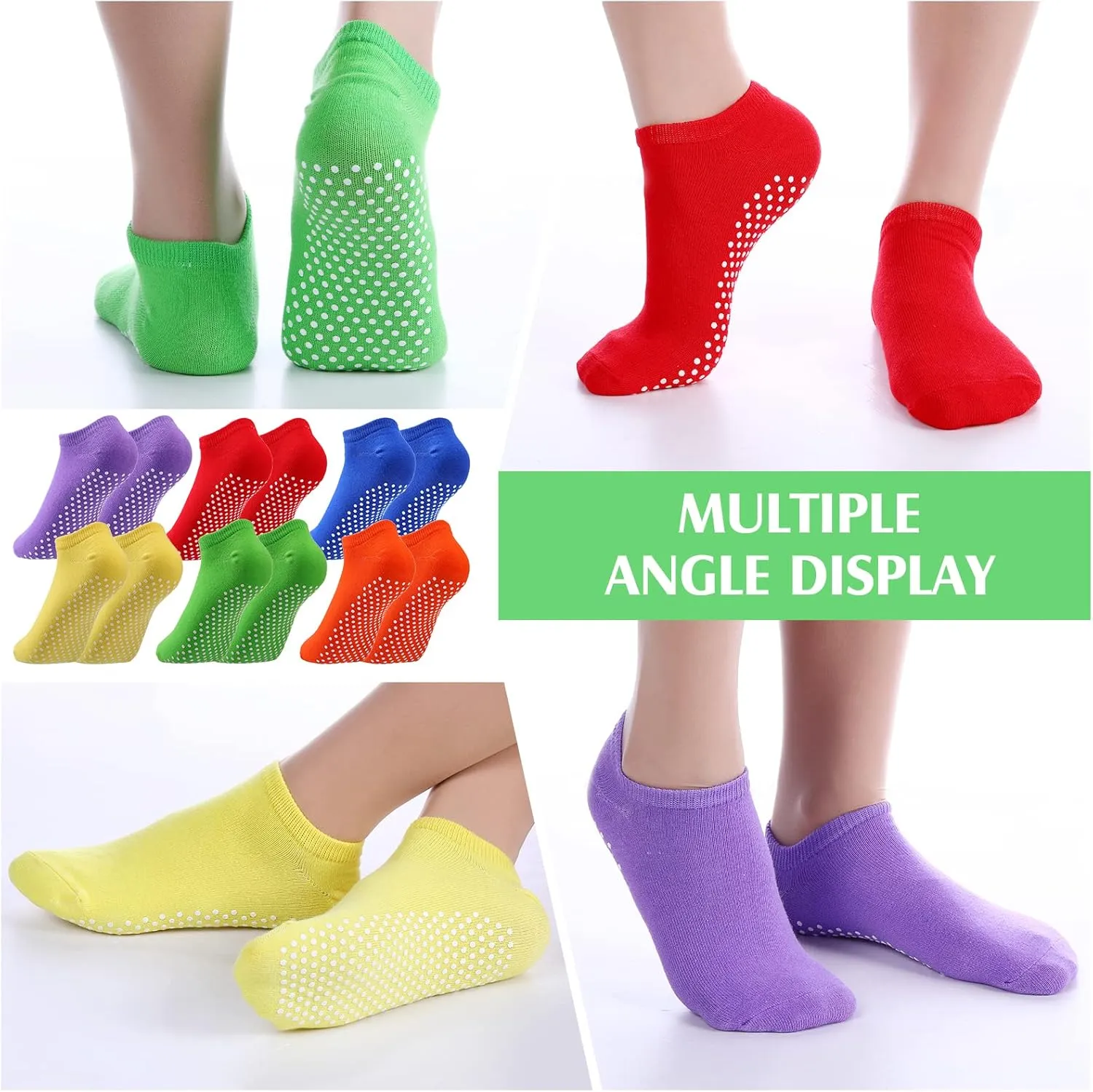 Janmercy 36 Pairs Non Slip Socks Women's Sports Yoga Pilates Socks Slipper Socks with Grippers