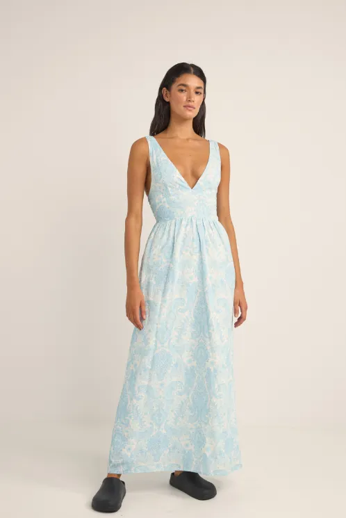 Jean Paisley Maxi Dress