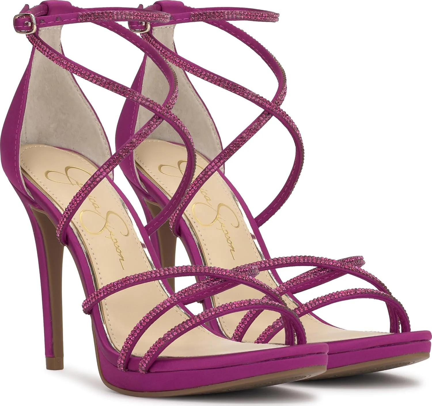 Jessica Simpson Womens Jaeya Rhinestone Strappy Dress Sandals