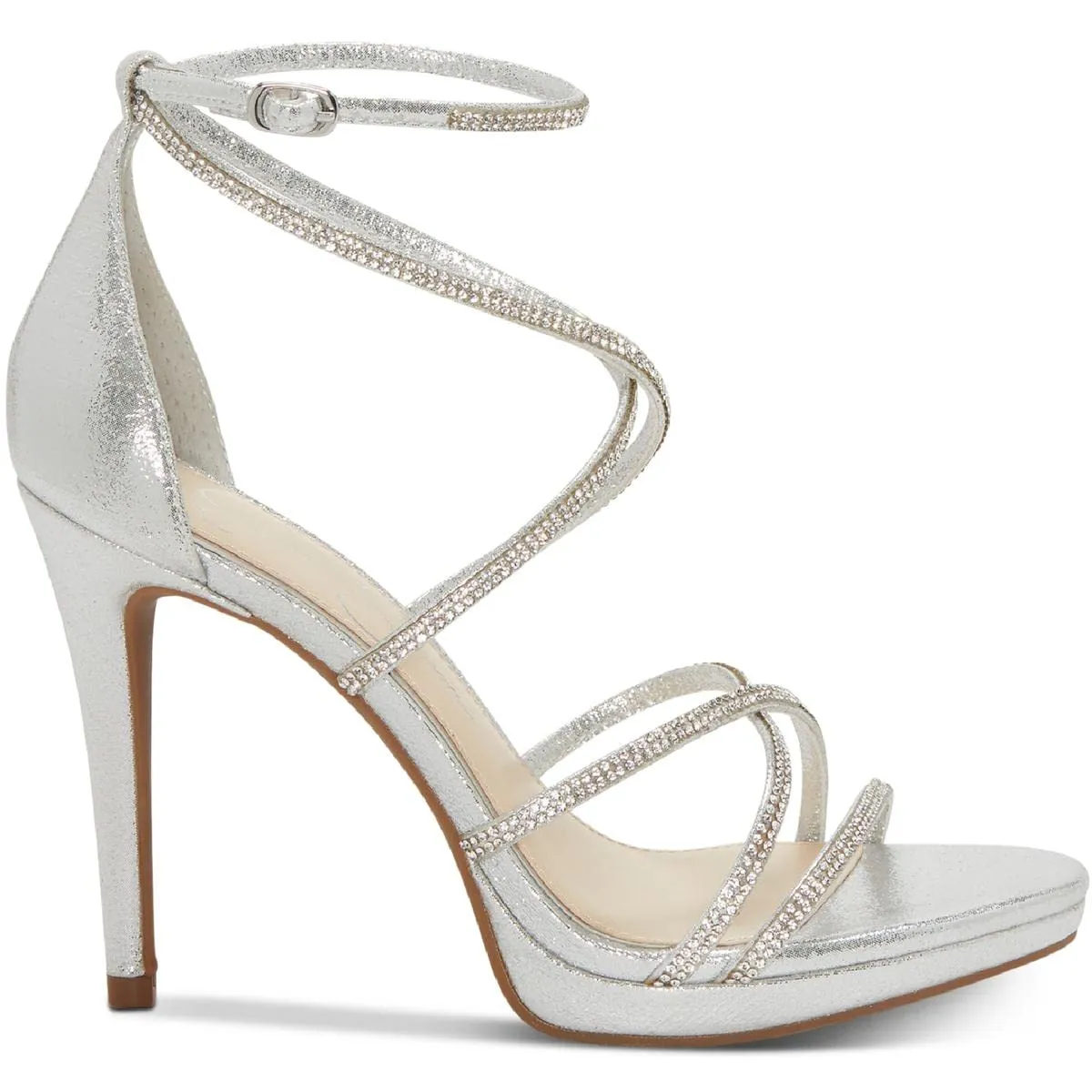 Jessica Simpson Women's Jaeya Strappy Dress Sandal Pump, Platinum, 12