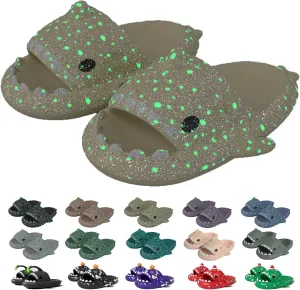 Jfxgjuv Luminous Shark Slides, Spooky Shark Slides, Cloud Shark Slides Angler Fish Slides Glow in The Dark Halloween Shark Slides Christmas Santa Shark Slides