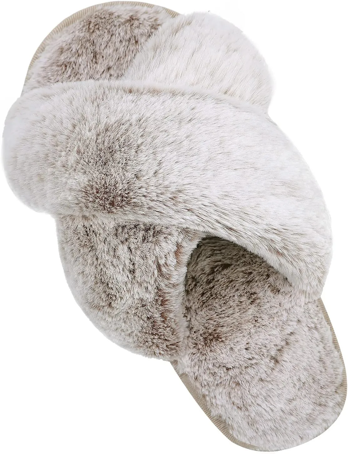 JIASUQI Women's Open Toe Slippers Fuzzy Fluffy House Slippers for Women Cozy Criss Cross Furry Slides Slippers