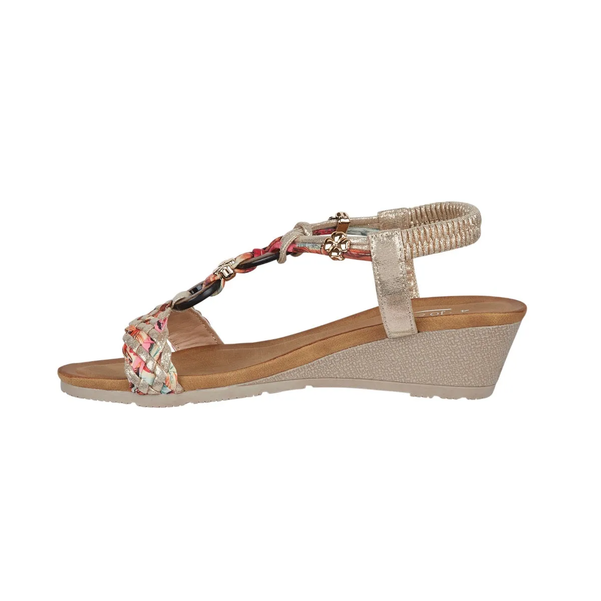 Jo & Joe Maldives Women's Plaited Wedge Sandal Gold