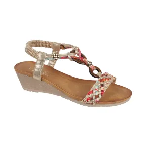 Jo & Joe Maldives Women's Plaited Wedge Sandal Gold