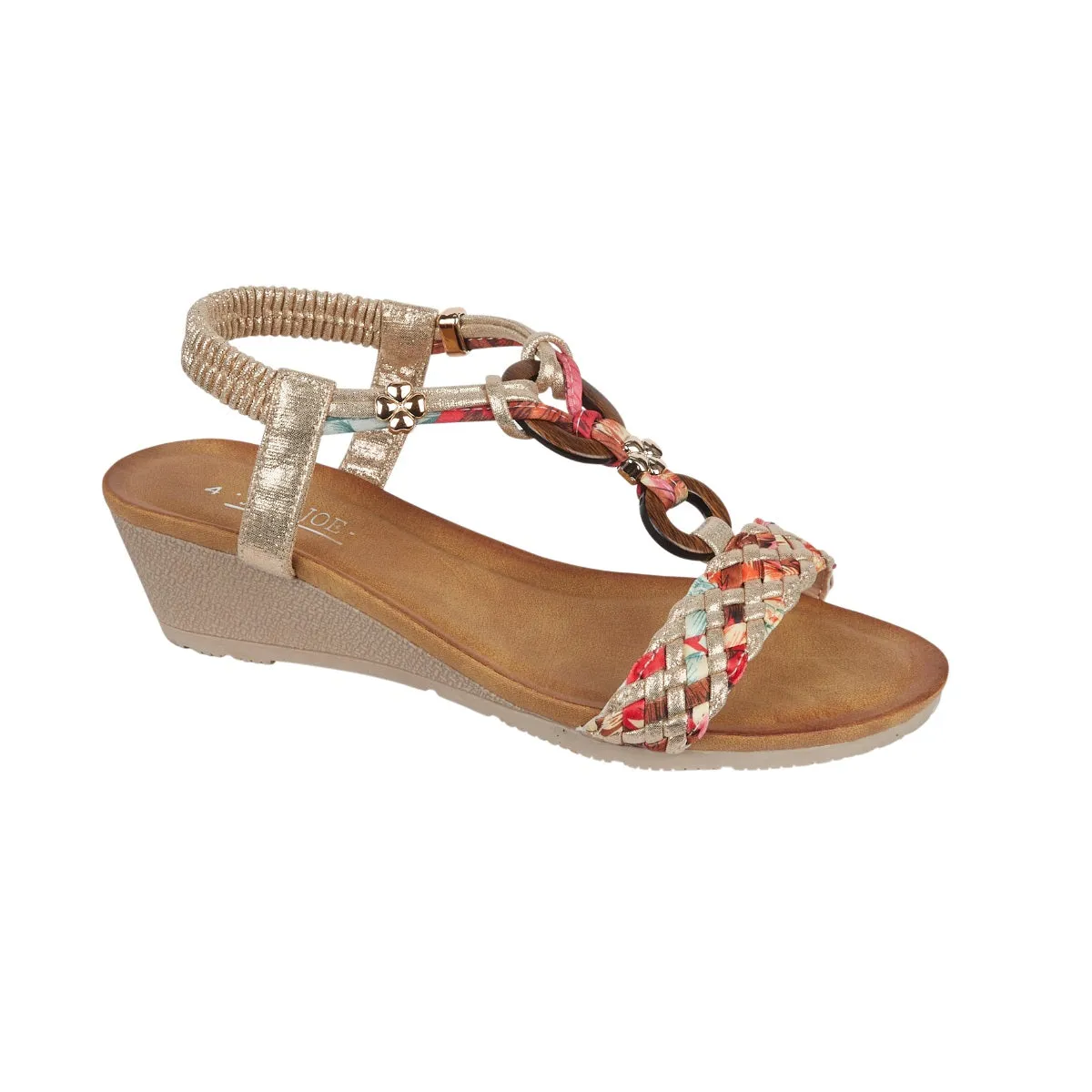 Jo & Joe Maldives Women's Plaited Wedge Sandal Gold