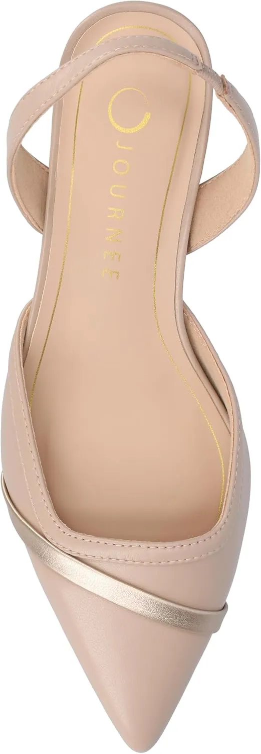 Journee Womens Slip On Mule Houndstooth Kitten Heel Slingback Closed Pointed Toe Nellia Padded Pump