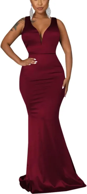 JTNFairy Women's Sexy Ruffle Sleeveless One Shoulder Bodycon Dresses Classy Pencil Curvy Party Evening Long Formal Dress