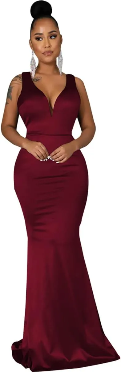 JTNFairy Women's Sexy Ruffle Sleeveless One Shoulder Bodycon Dresses Classy Pencil Curvy Party Evening Long Formal Dress