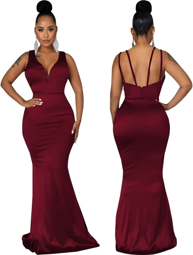 JTNFairy Women's Sexy Ruffle Sleeveless One Shoulder Bodycon Dresses Classy Pencil Curvy Party Evening Long Formal Dress