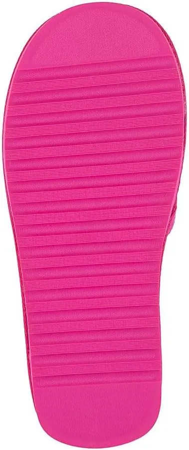 Juicy Couture Women's Plush Faux Fur Slippers – Cozy Open-Toe Slides, Soft Indoor/Outdoor House Shoes