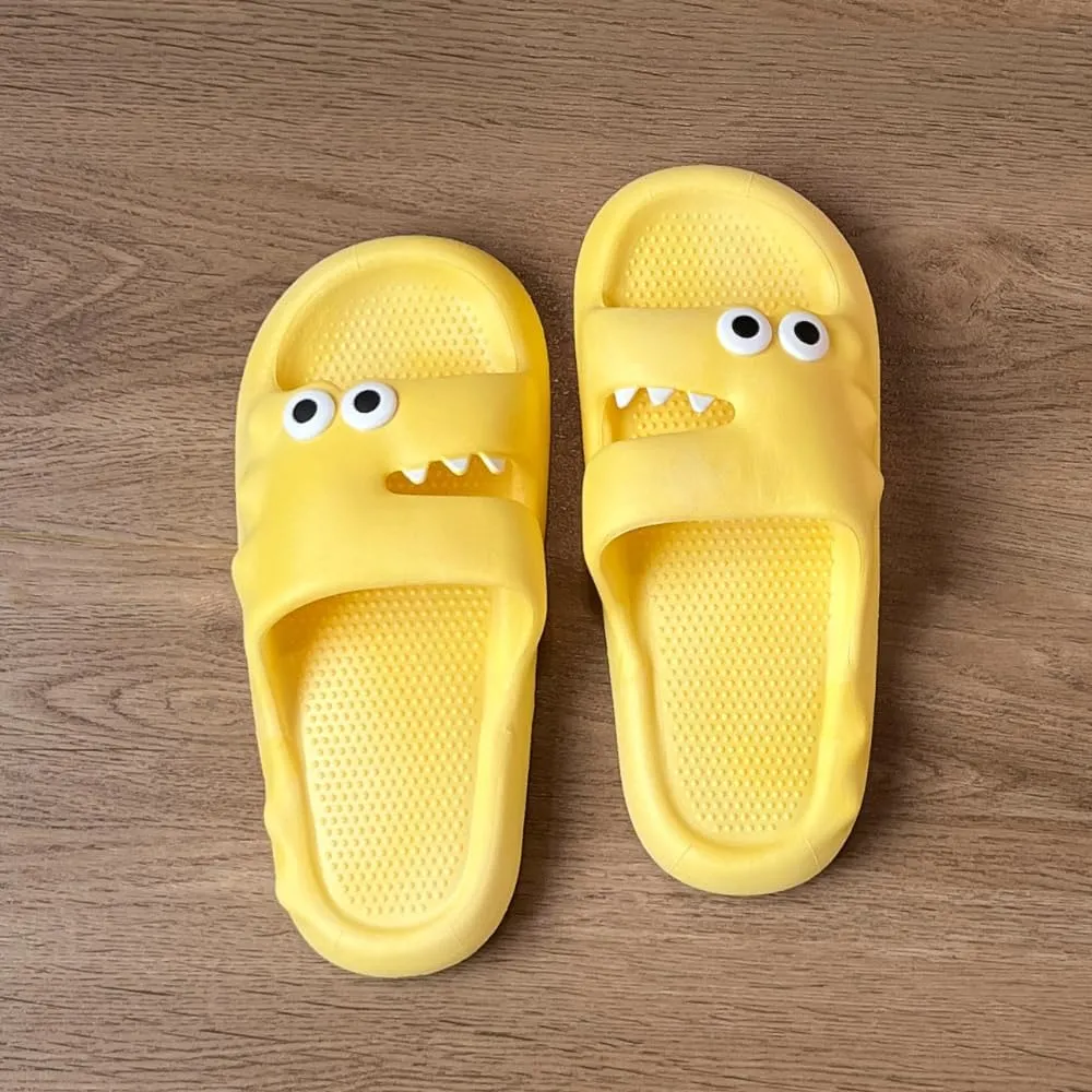 Kawaii Cushion slippers Colorful Crocodile travel for women open toe slippers for Women Pillow Cloud Slides Non Slip Quick Drying Shower Bathroom Sandals Ultra Thick Sole Bedroom Shoes