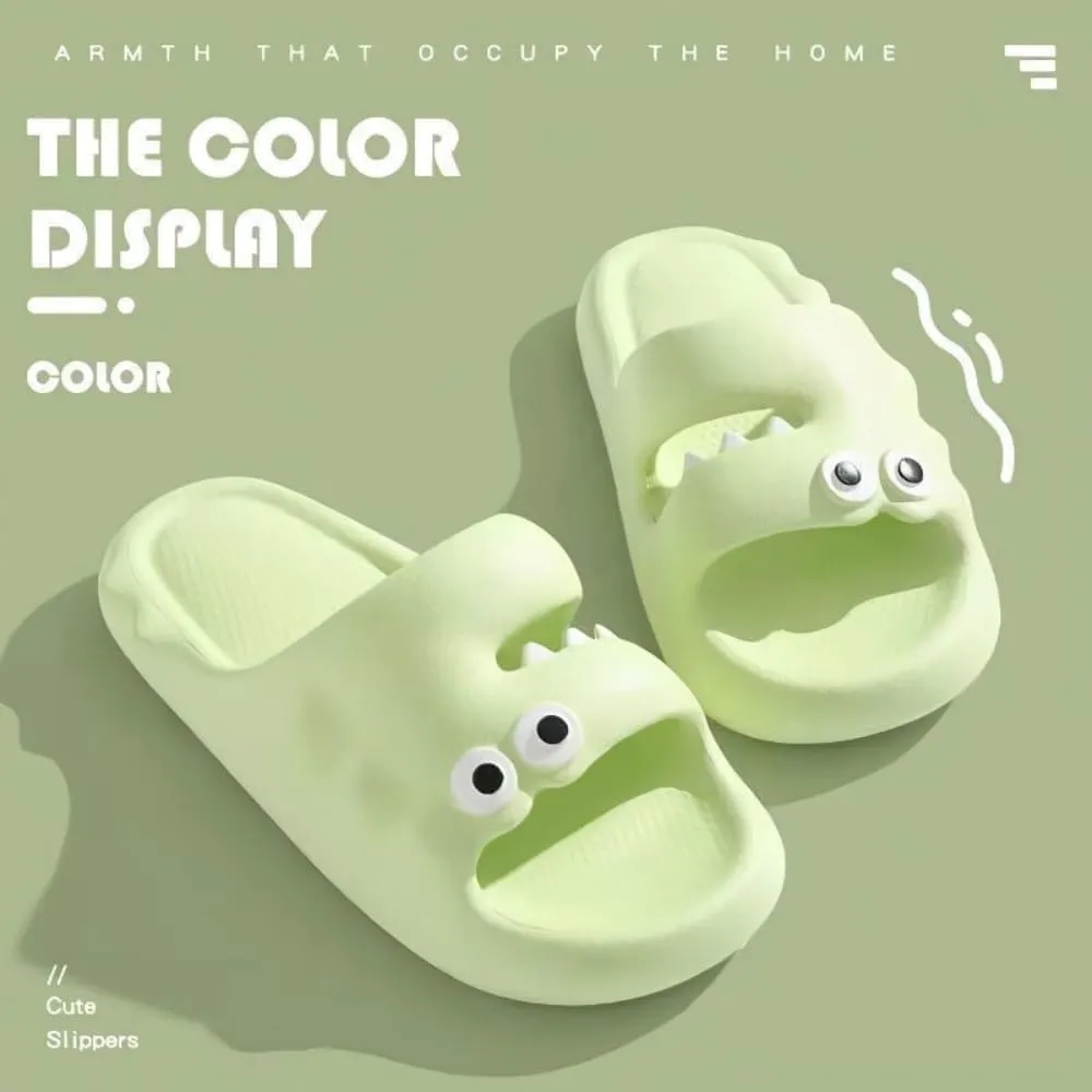 Kawaii Cushion slippers Colorful Crocodile travel for women open toe slippers for Women Pillow Cloud Slides Non Slip Quick Drying Shower Bathroom Sandals Ultra Thick Sole Bedroom Shoes