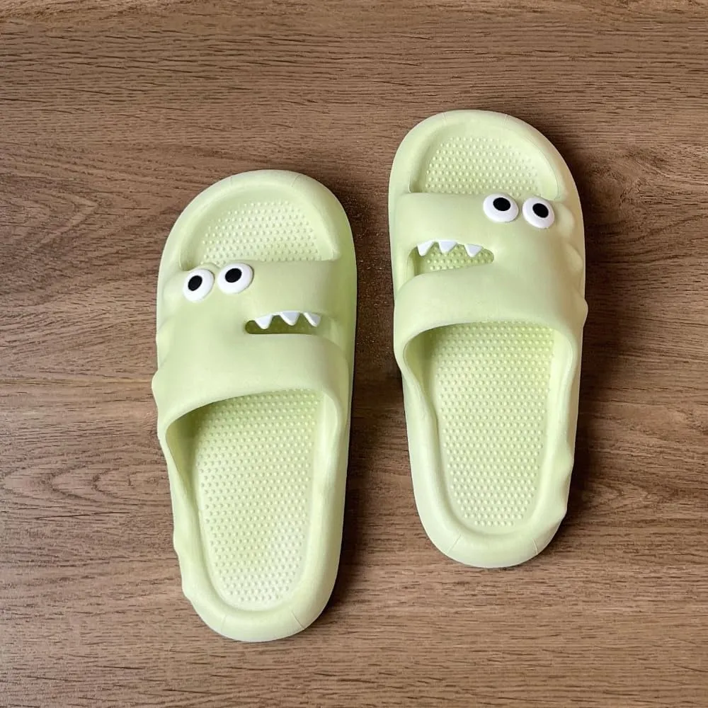 Kawaii Cushion slippers Colorful Crocodile travel for women open toe slippers for Women Pillow Cloud Slides Non Slip Quick Drying Shower Bathroom Sandals Ultra Thick Sole Bedroom Shoes