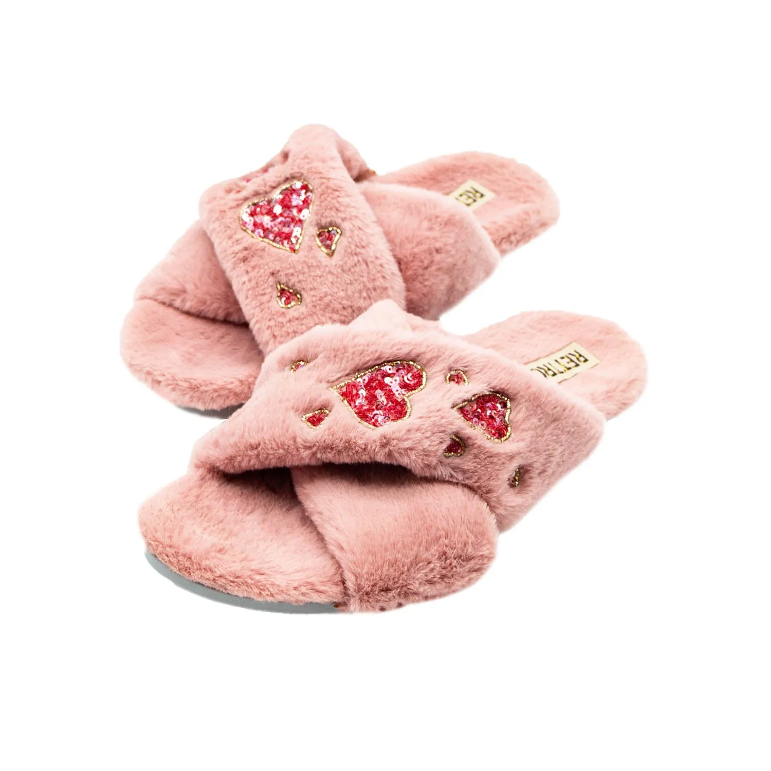 Kaylee Nude Luxury Plush Diamanté Embellished Handmade Slipper