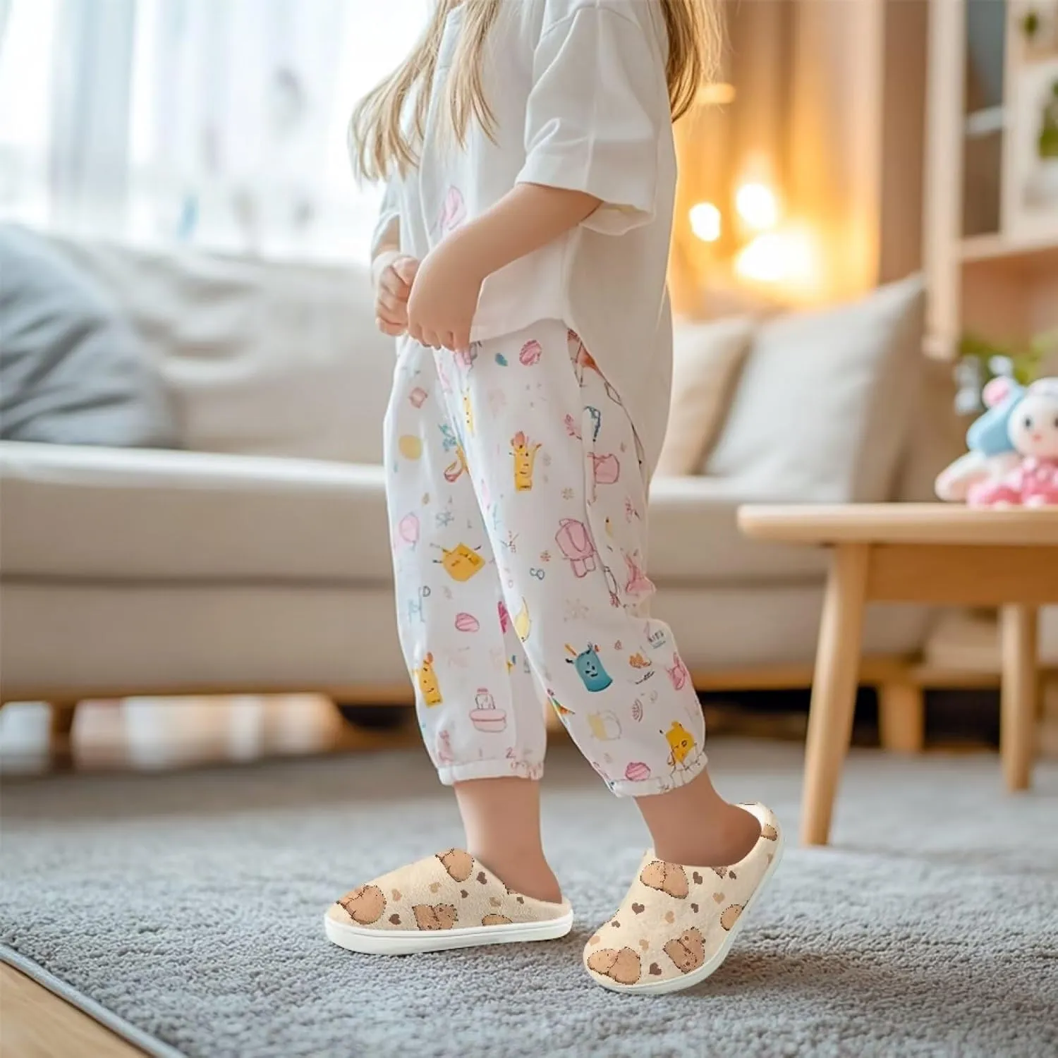 Kids Animal Slippers for Boys Girls Winter Plush Warm Slippers Lightweight Soft Fluffy Fuzzy Shoes Indoor Non Slip House Shoes US 9-15
