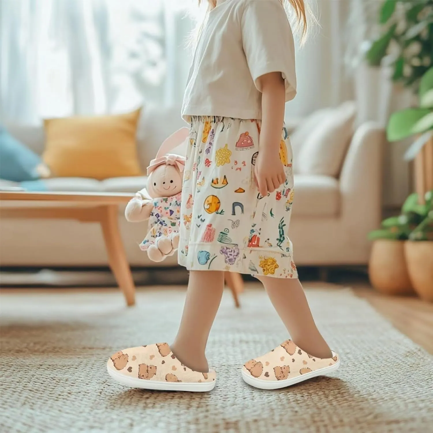 Kids Animal Slippers for Boys Girls Winter Plush Warm Slippers Lightweight Soft Fluffy Fuzzy Shoes Indoor Non Slip House Shoes US 9-15