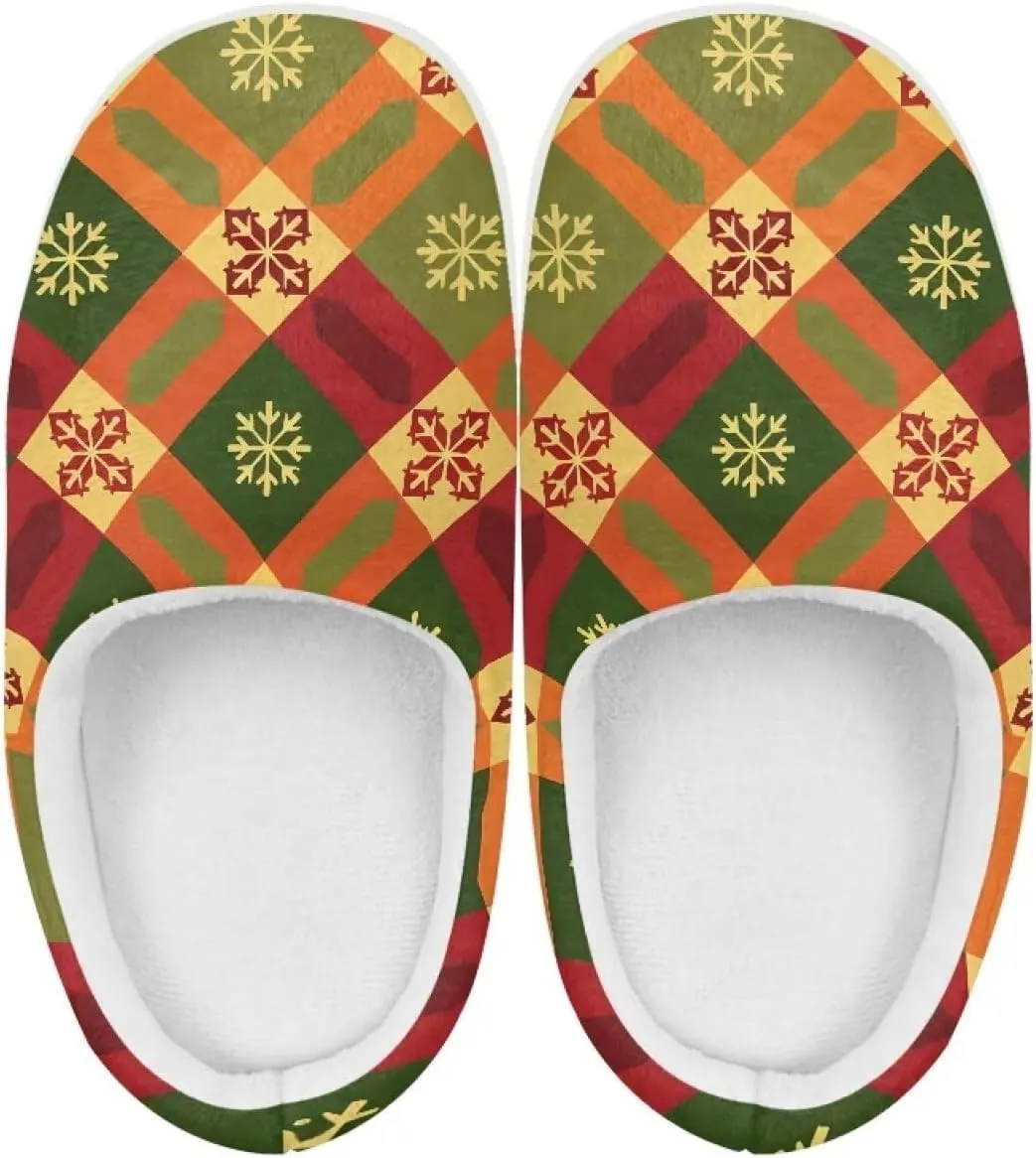 Kids Christmas Cotton Slipper Soft Warm Winter Plush Outdoor Slipper Flannel Fuzzy Home Non-Slip Slippers for Litter Kid US 9-15