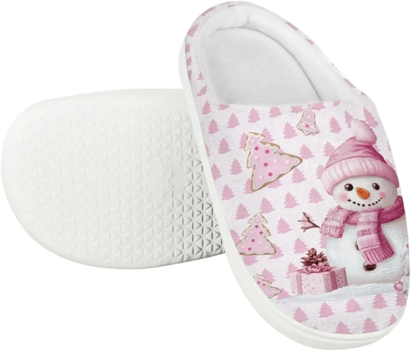 Kids Christmas Cotton Slipper Warm Winter Plush Soft Fuzzy Breathable Outdoor Slipper Fluffy Anti-Slip Home Slippers for Litter Kid US 9-15