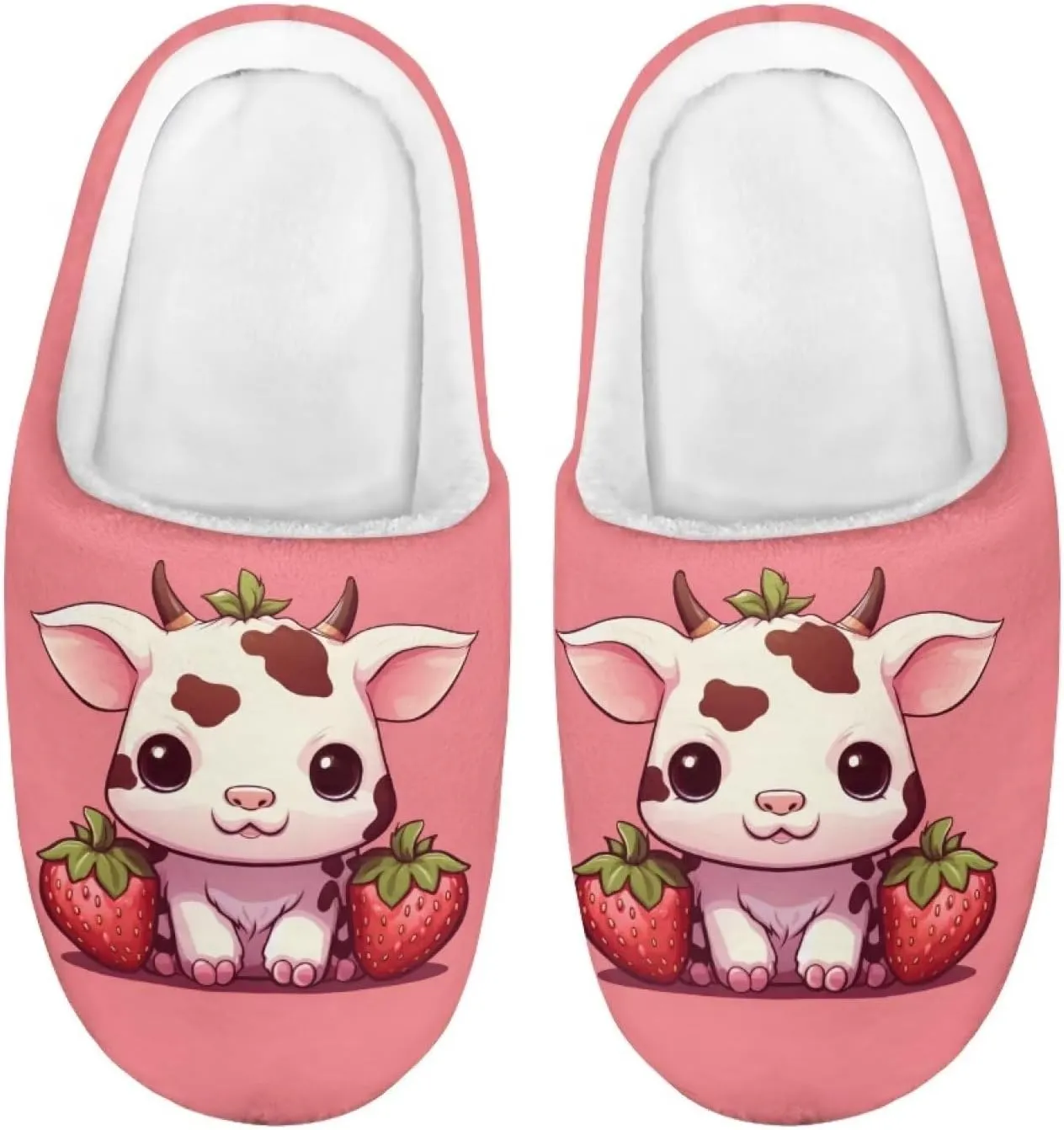 Kids House Slippers Size 9-14.5 Cute Slippers for Teen Girls Soft Plush Warm Bedroom Shoes White Sole