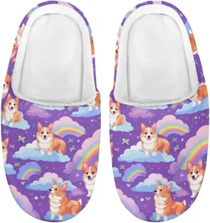 Kids House Slippers Size 9-14.5 Cute Slippers for Teen Girls Soft Plush Warm Bedroom Shoes White Sole