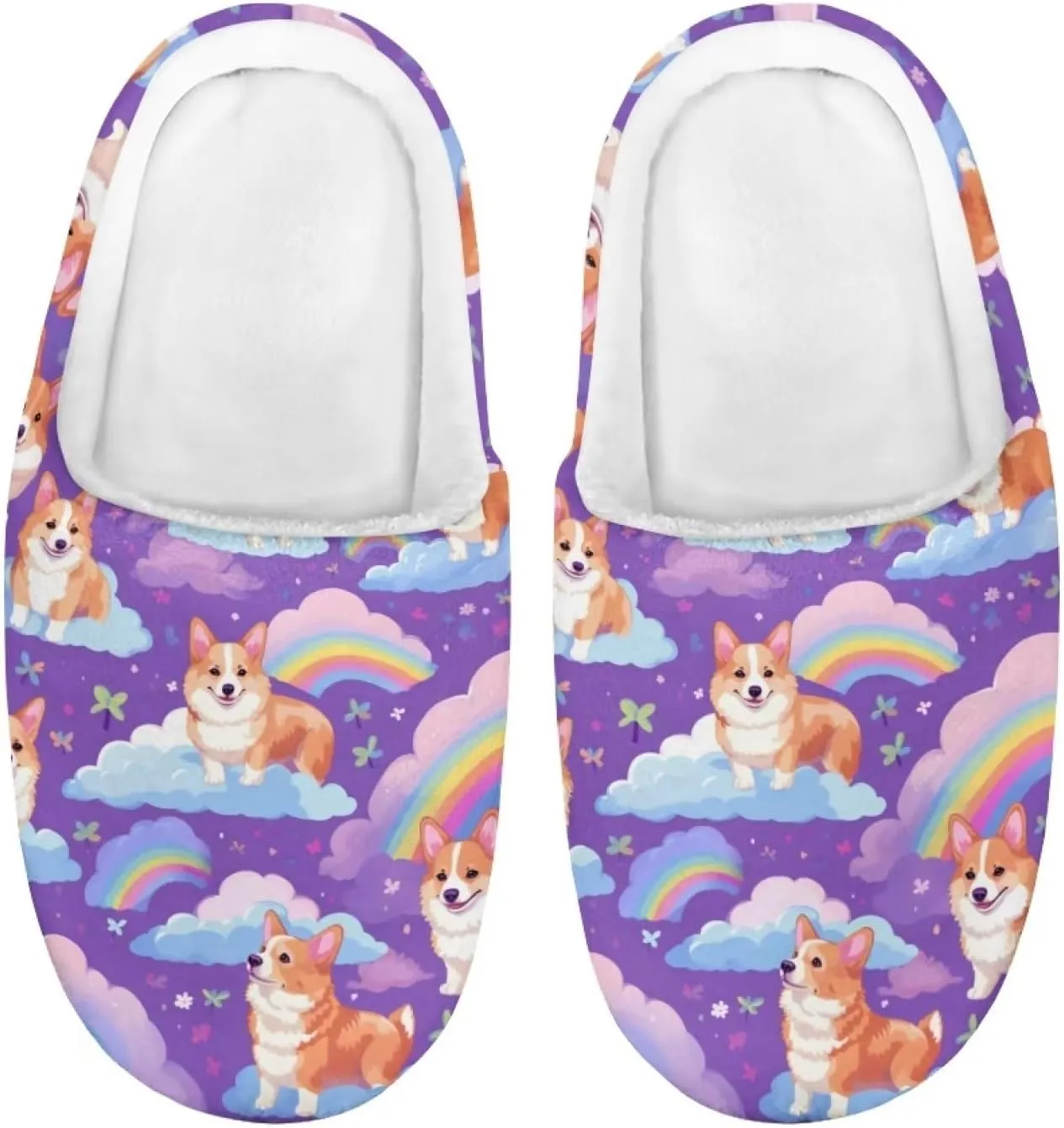 Kids House Slippers Size 9-14.5 Cute Slippers for Teen Girls Soft Plush Warm Bedroom Shoes White Sole
