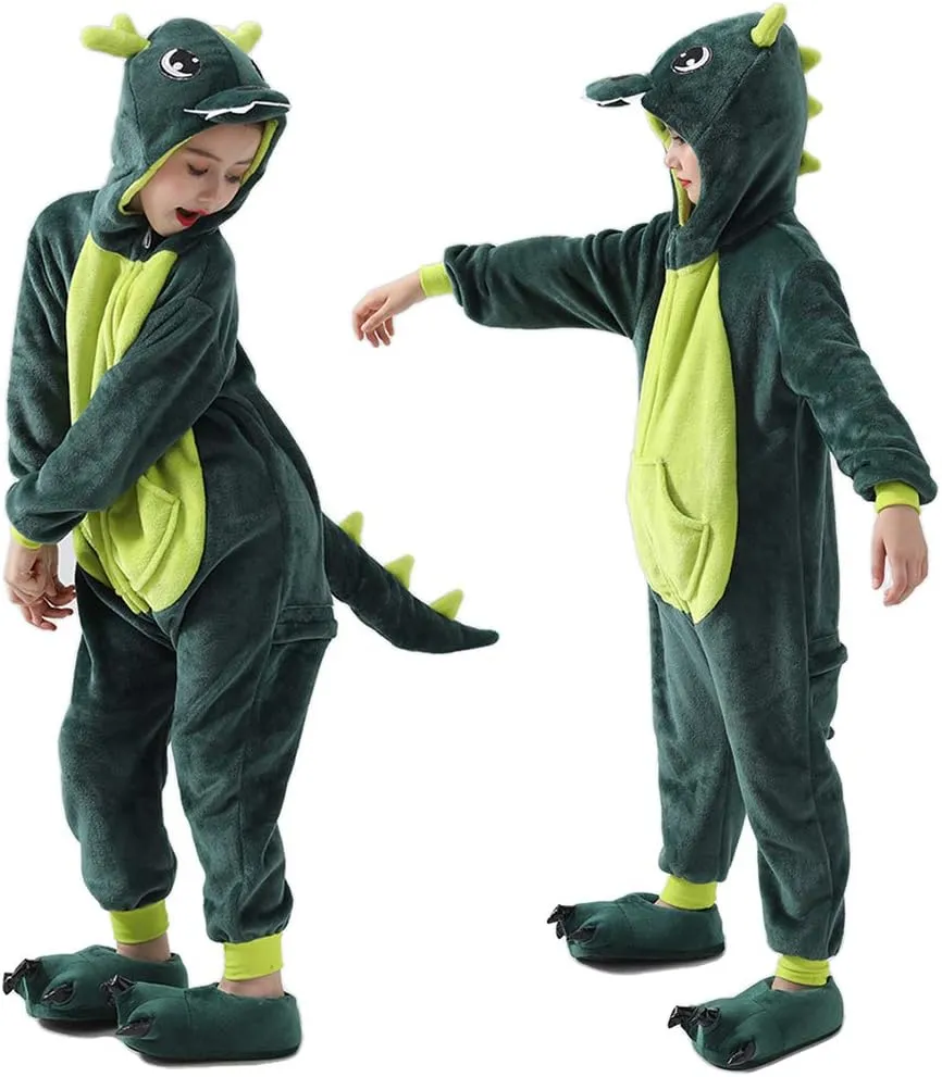 Kids Onesie Pajamas Unisex Dragon Christmas Halloween Costume Age 2-10 Years （Without Slipper ）