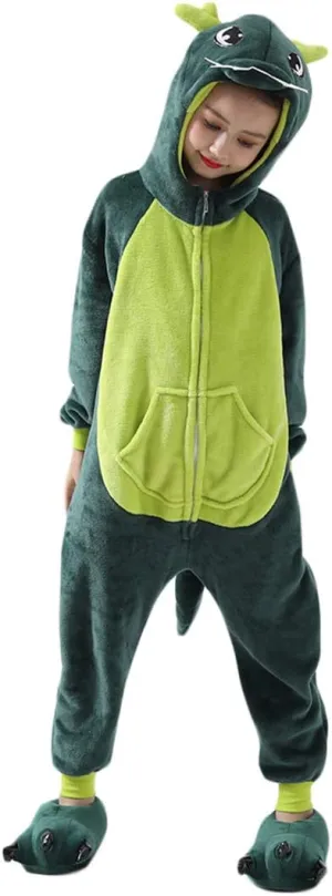 Kids Onesie Pajamas Unisex Dragon Christmas Halloween Costume Age 2-10 Years （Without Slipper ）