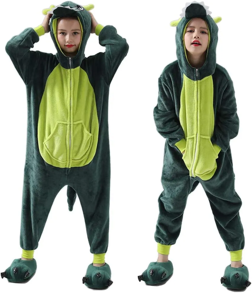 Kids Onesie Pajamas Unisex Dragon Christmas Halloween Costume Age 2-10 Years （Without Slipper ）