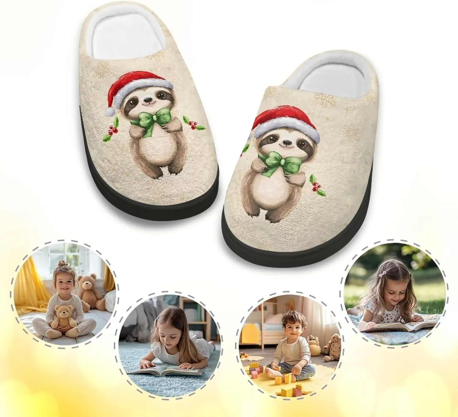 Kids Plush Slippers for Kids Anti-slip House Slippers Cozy Bedroom Slippers Winter House Shoes