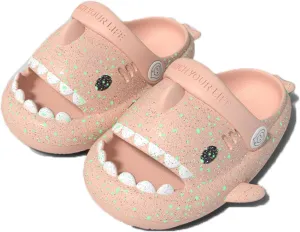 Kids Shark Slides Glow in The Dark, Cloud Shark Slides Angler Fish Slides Glow in the Dark, Luminous Shark Slippers, Blue