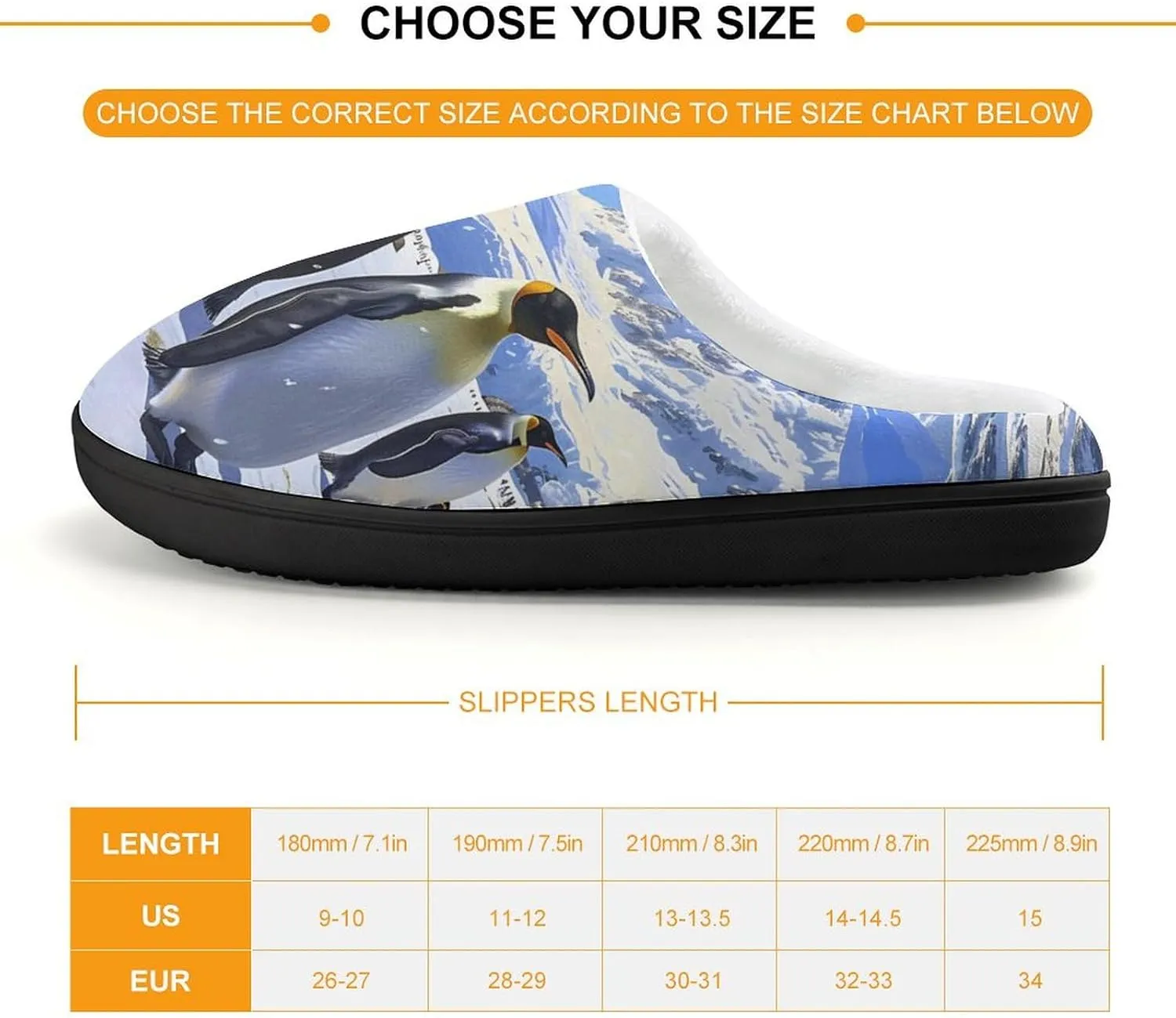King Penguins Cute Cotton Slippers Anti-slip House Shoe Slipper Indoor Outdoor