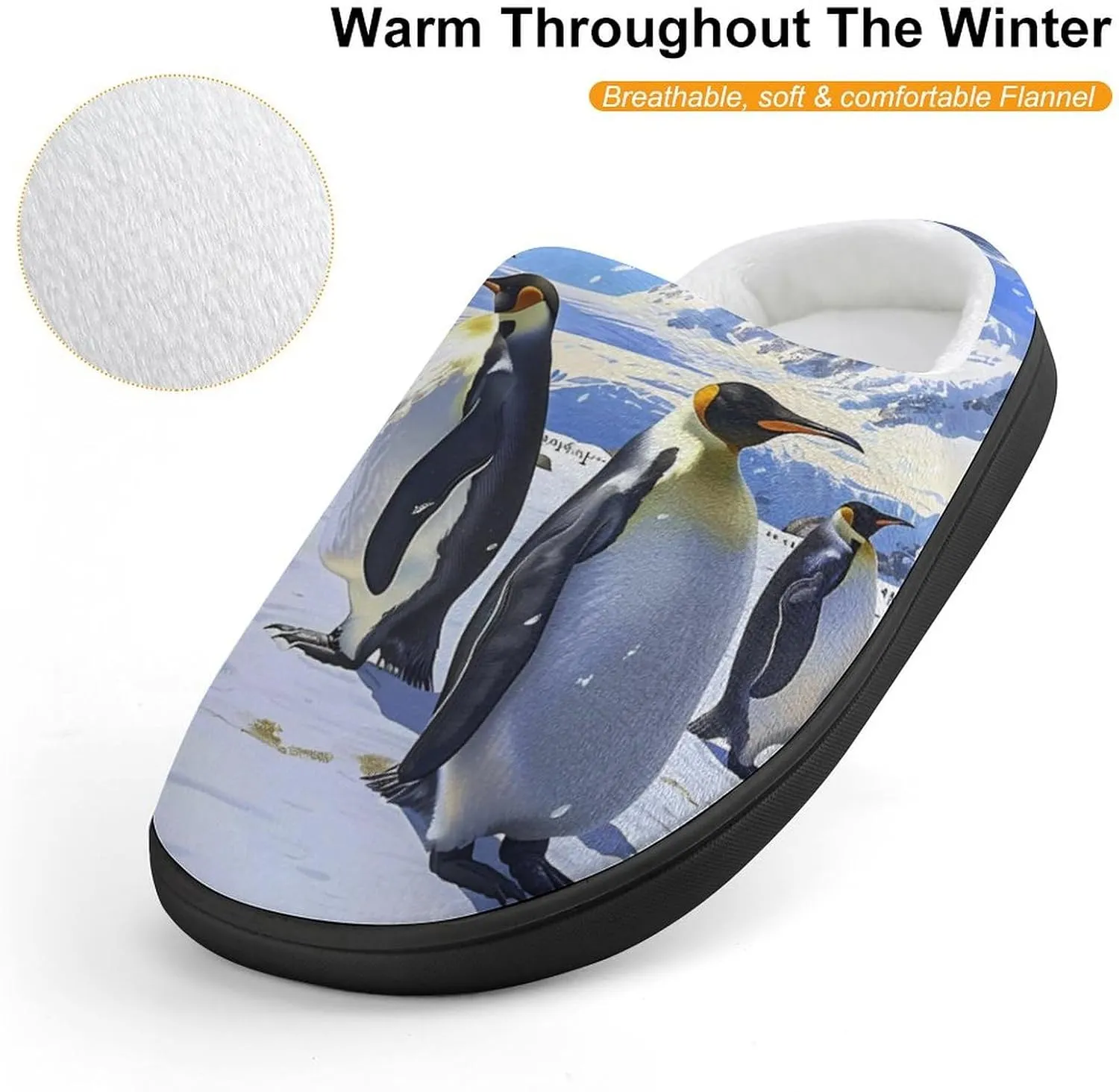 King Penguins Cute Cotton Slippers Anti-slip House Shoe Slipper Indoor Outdoor