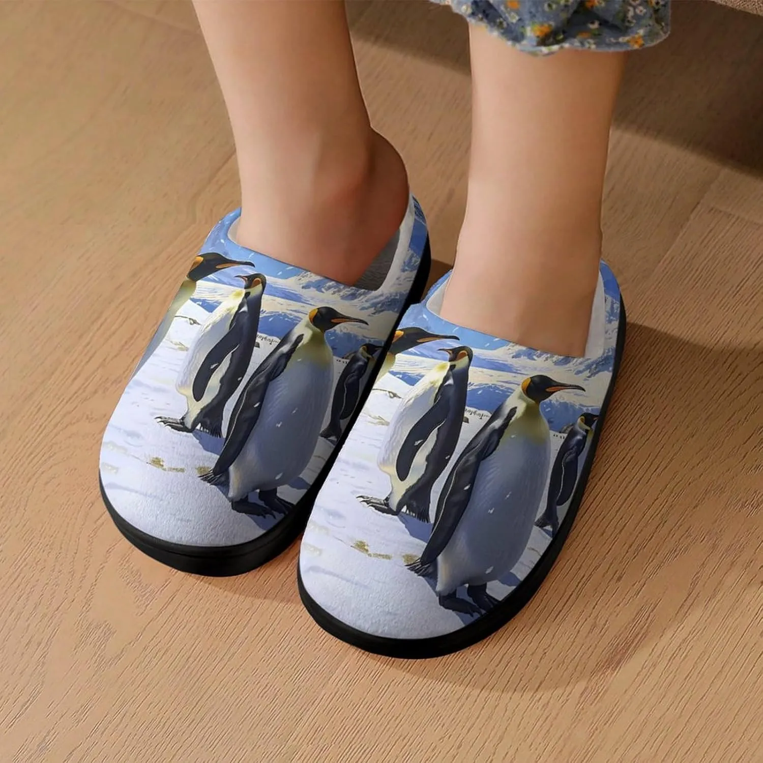 King Penguins Cute Cotton Slippers Anti-slip House Shoe Slipper Indoor Outdoor