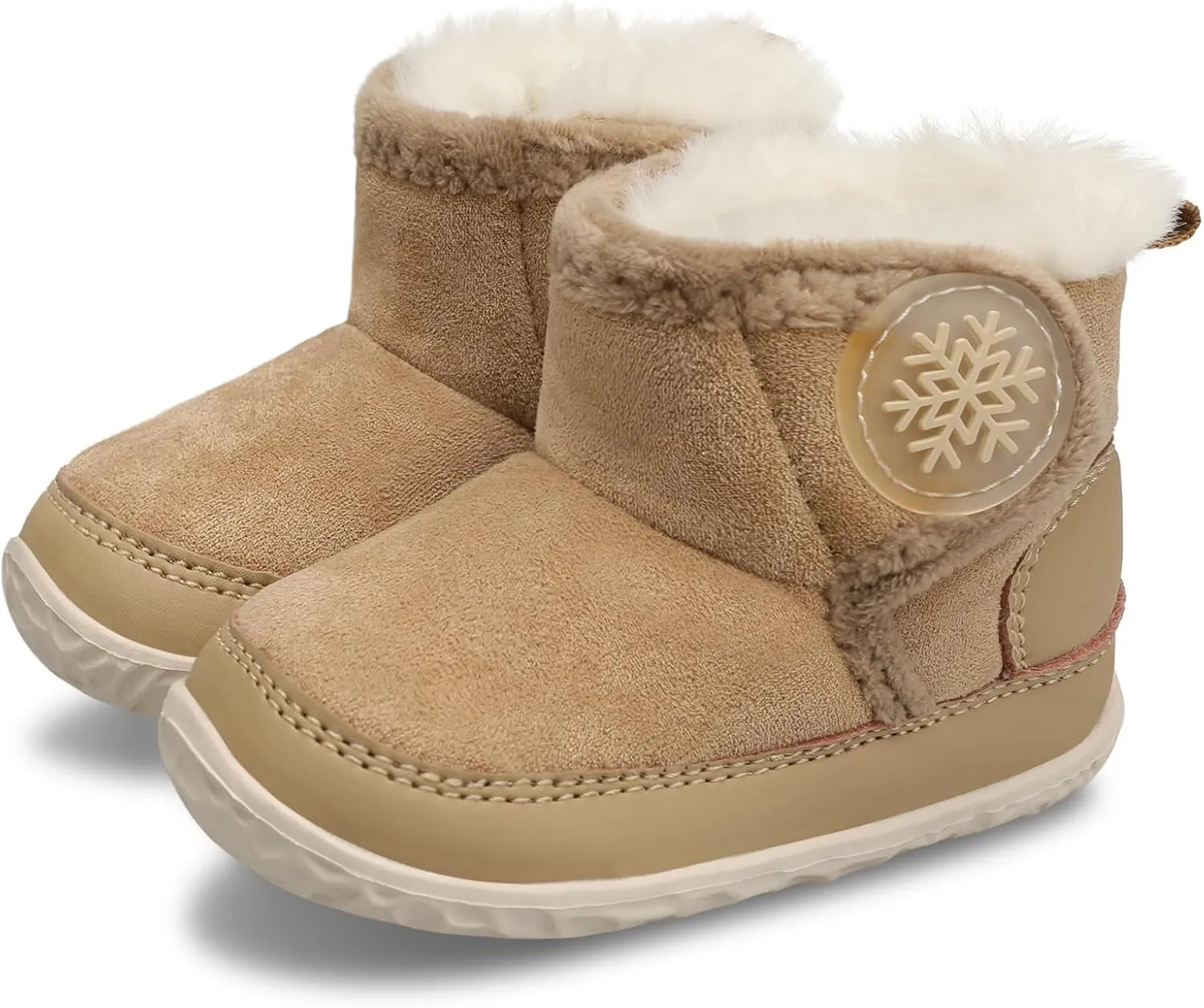 L-RUN Baby Boots for Infant Toddler Boys Girls Ankle Warm Suede Plush Lining House Slippers Little Kids Winter Shoes for Indoor Outdoor Walking
