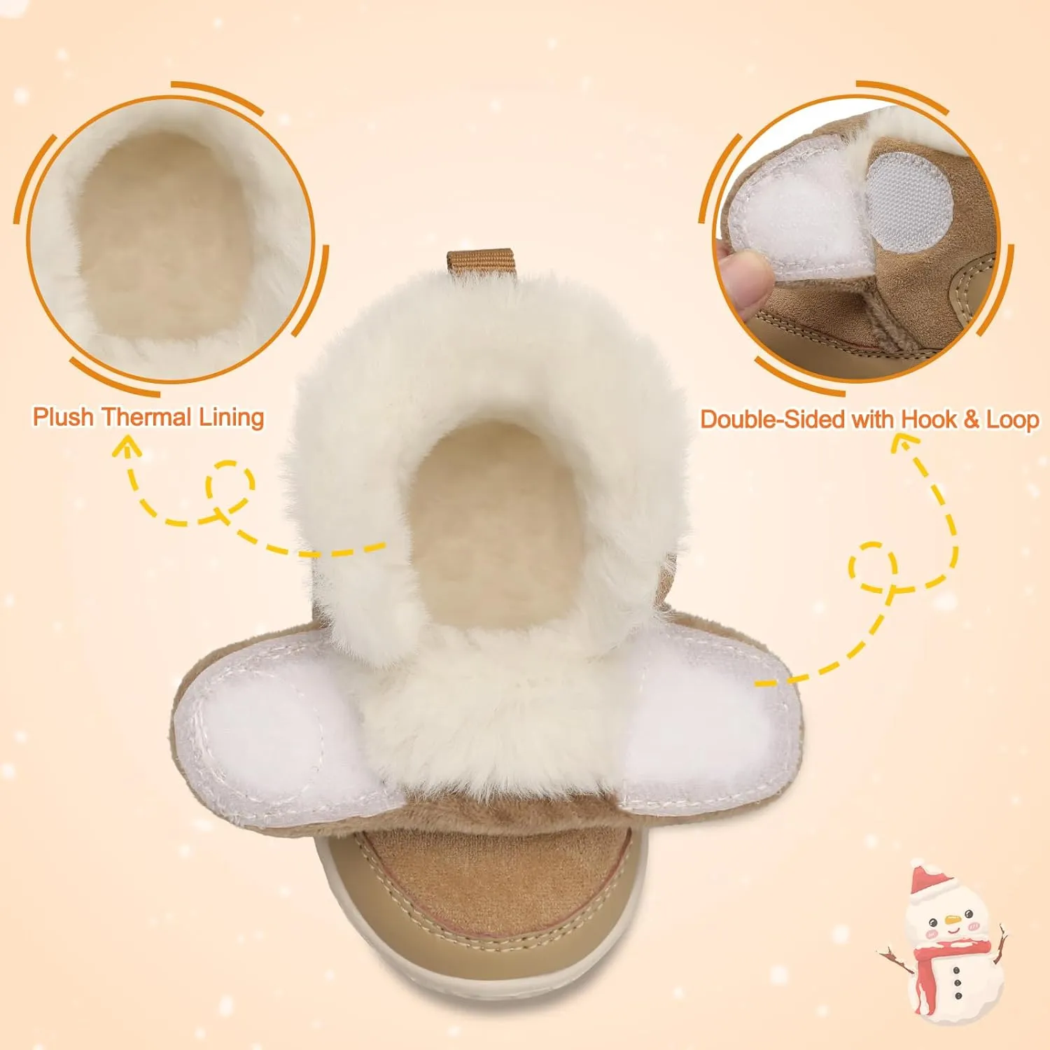 L-RUN Baby Boots for Infant Toddler Boys Girls Ankle Warm Suede Plush Lining House Slippers Little Kids Winter Shoes for Indoor Outdoor Walking