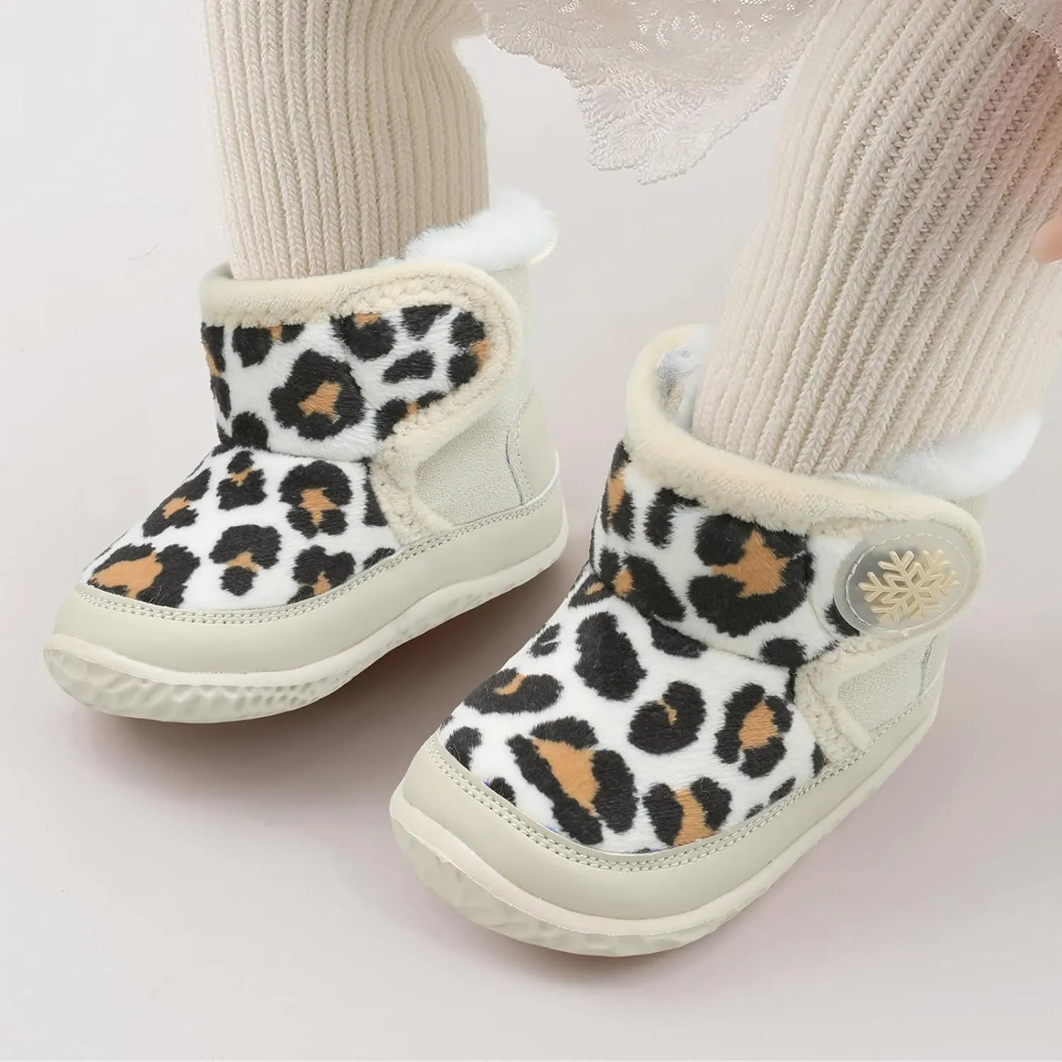 L-RUN Baby Boots for Infant Toddler Boys Girls Ankle Warm Suede Plush Lining House Slippers Little Kids Winter Shoes for Indoor Outdoor Walking