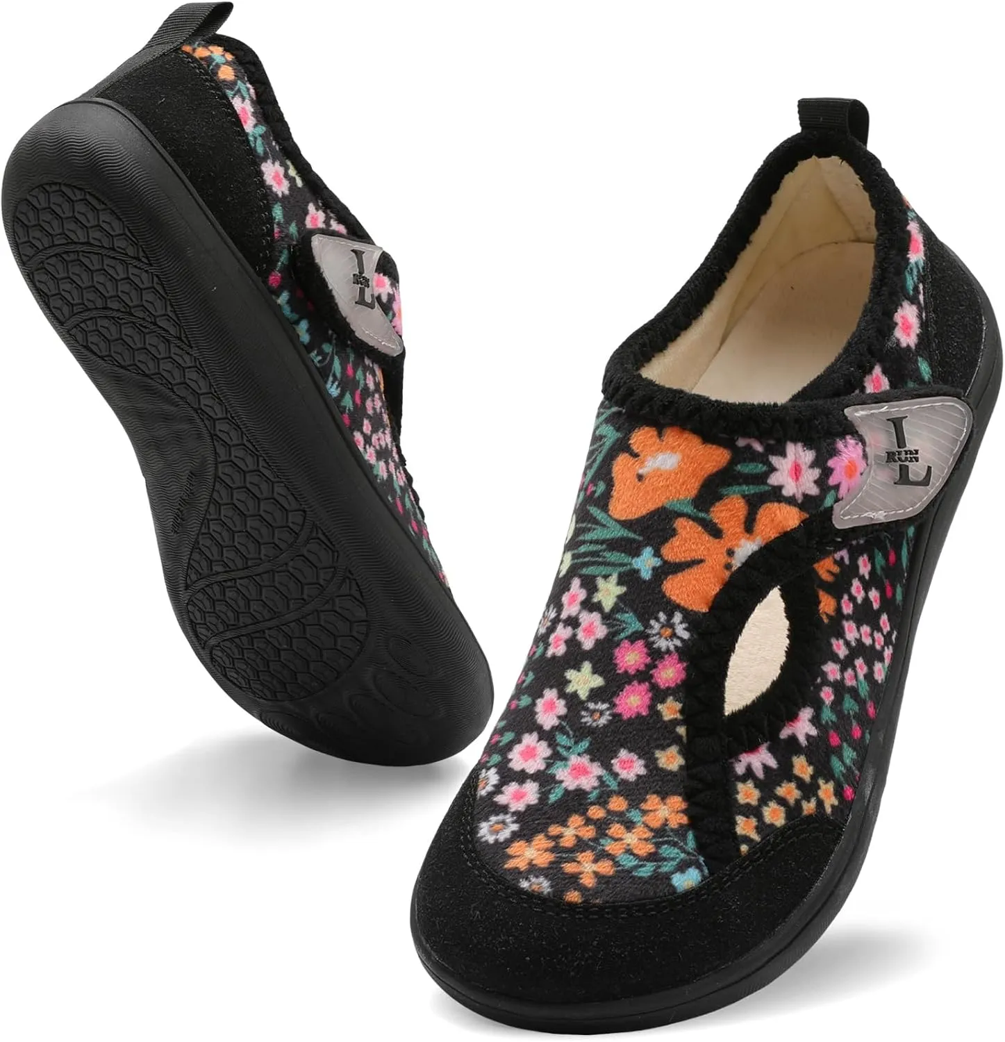 L-RUN Womens Wide Toe Box Barefoot Diabetic Shoes - Ladies House Slippers for Indoor and Outdoor
