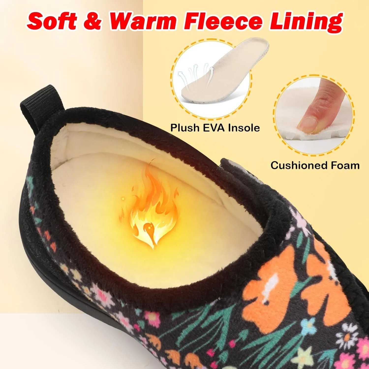 L-RUN Womens Wide Toe Box Barefoot Diabetic Shoes - Ladies House Slippers for Indoor and Outdoor