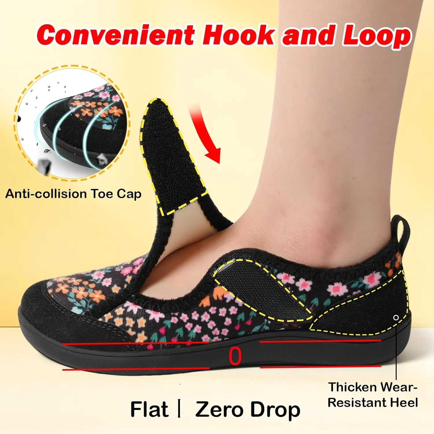 L-RUN Womens Wide Toe Box Barefoot Diabetic Shoes - Ladies House Slippers for Indoor and Outdoor