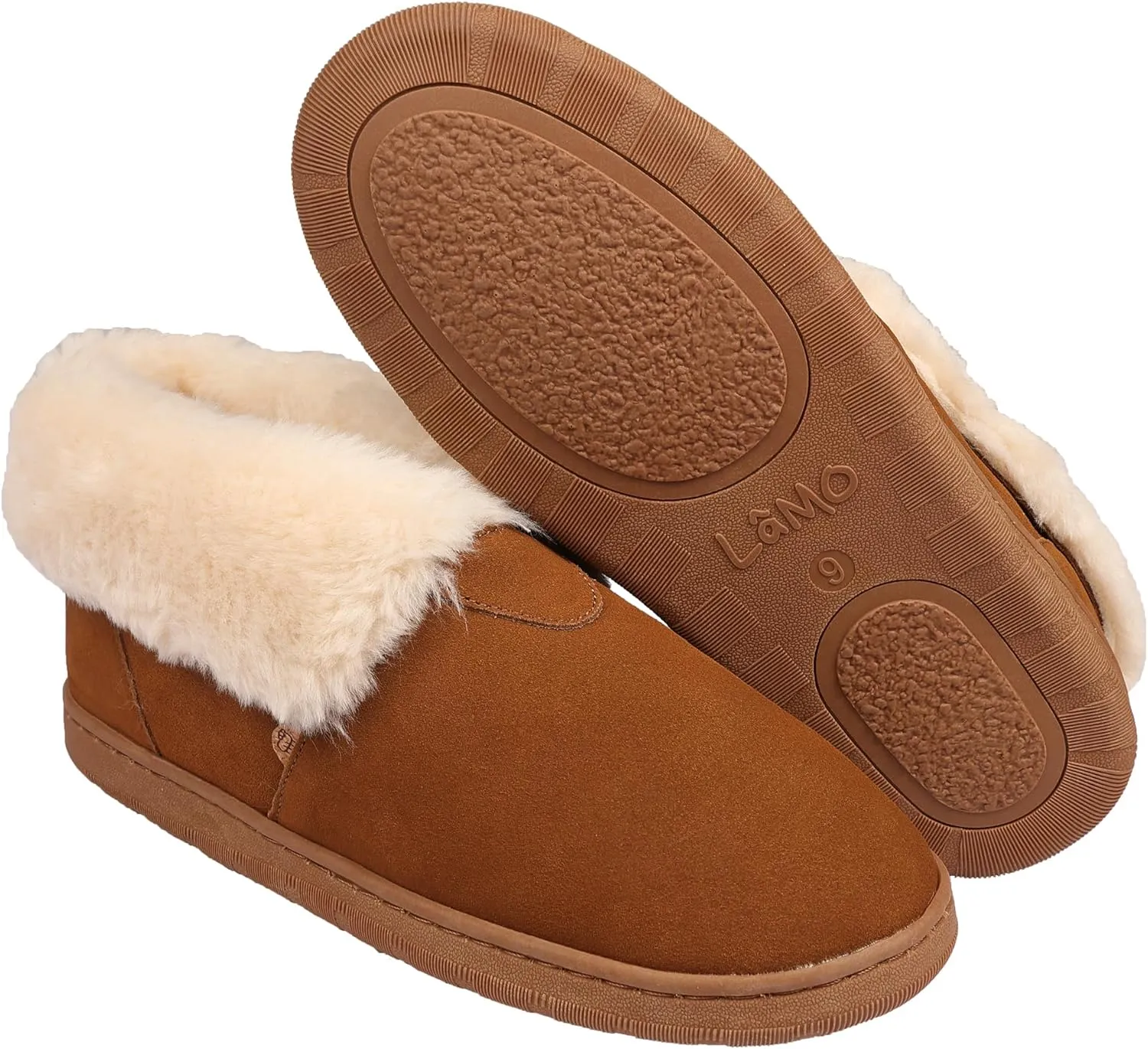 Lamo Men Henry Bootie Slippers for Men - Premium Suede Upper, Luxurious Faux Fur Lining, Ortholite Foam Footbed with Australian Sheepskin - Stylish for Indoor Outdoor Use (Chestnut)