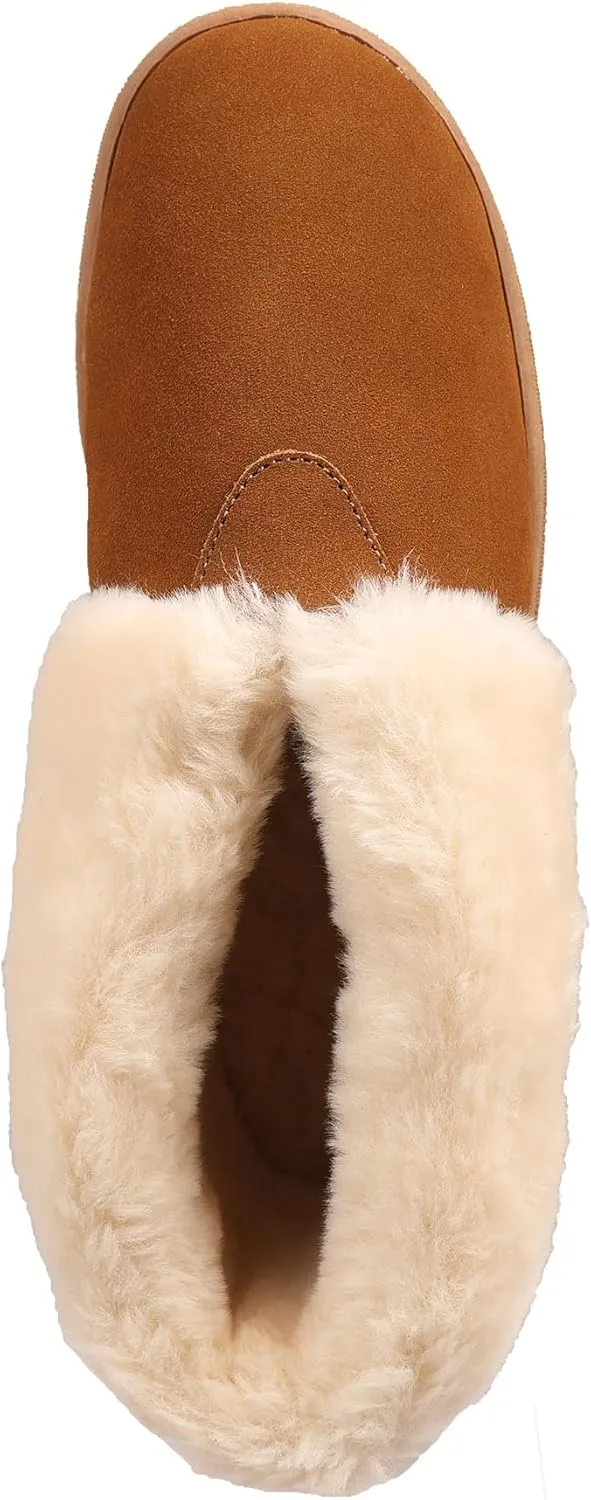 Lamo Men Henry Bootie Slippers for Men - Premium Suede Upper, Luxurious Faux Fur Lining, Ortholite Foam Footbed with Australian Sheepskin - Stylish for Indoor Outdoor Use (Chestnut)