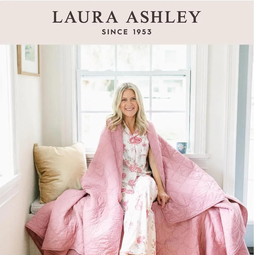Laura Ashley Ladies Plush A-line Slipper Memory Foam Insole, Closed Toe, Backless Design Lightweight & Durable